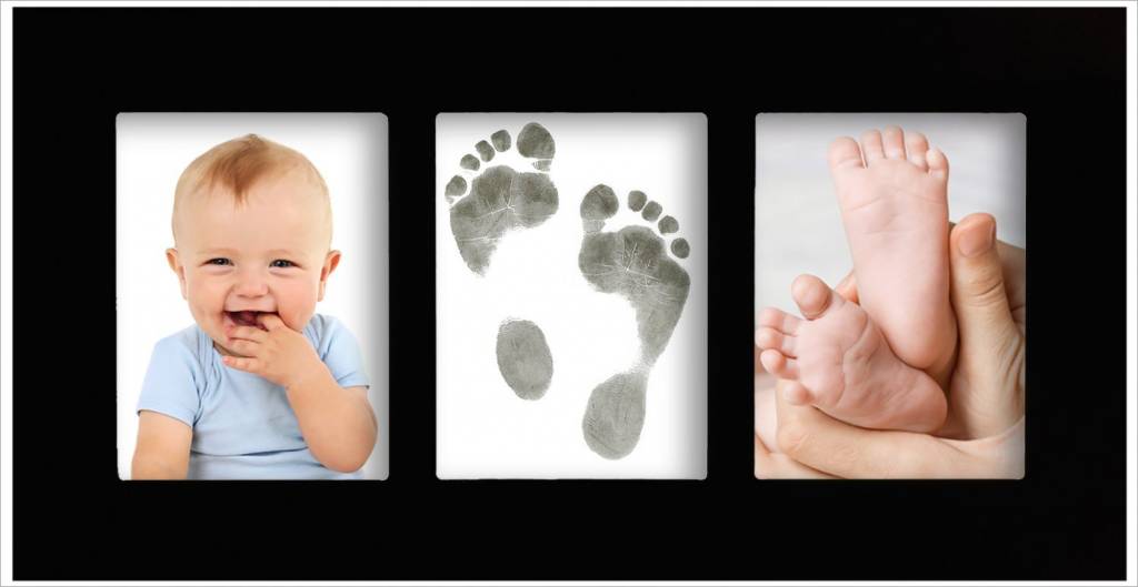 Goods & Gadgets Juego de marcos de fotos de yeso para bebés - Marco de  fotos de yeso para la huella de la mano, la huella del pie y las fotos; 3